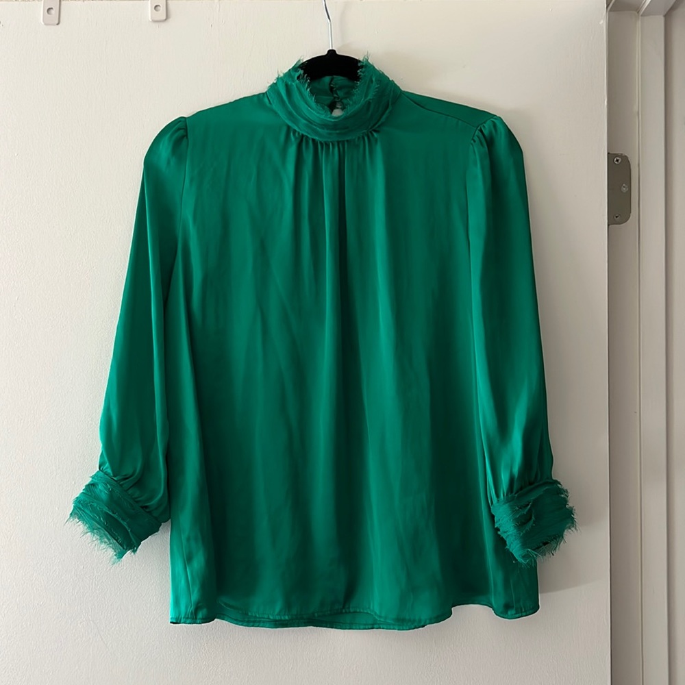 Anthropologie satin green blouse